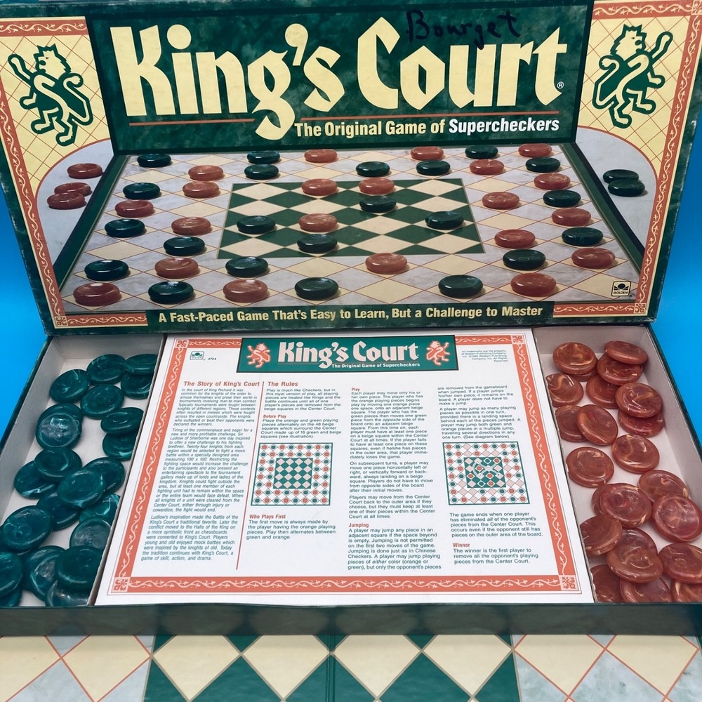 King's Court Supercheckers Vintage Board Game 1989 Golden Complete